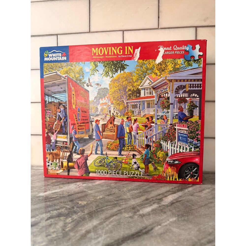 White Mountain Puzzle Lot 1000 Pc Jigsaw Puzzles Moving In & Yard Sale 24"x30" - Picture 3 of 4